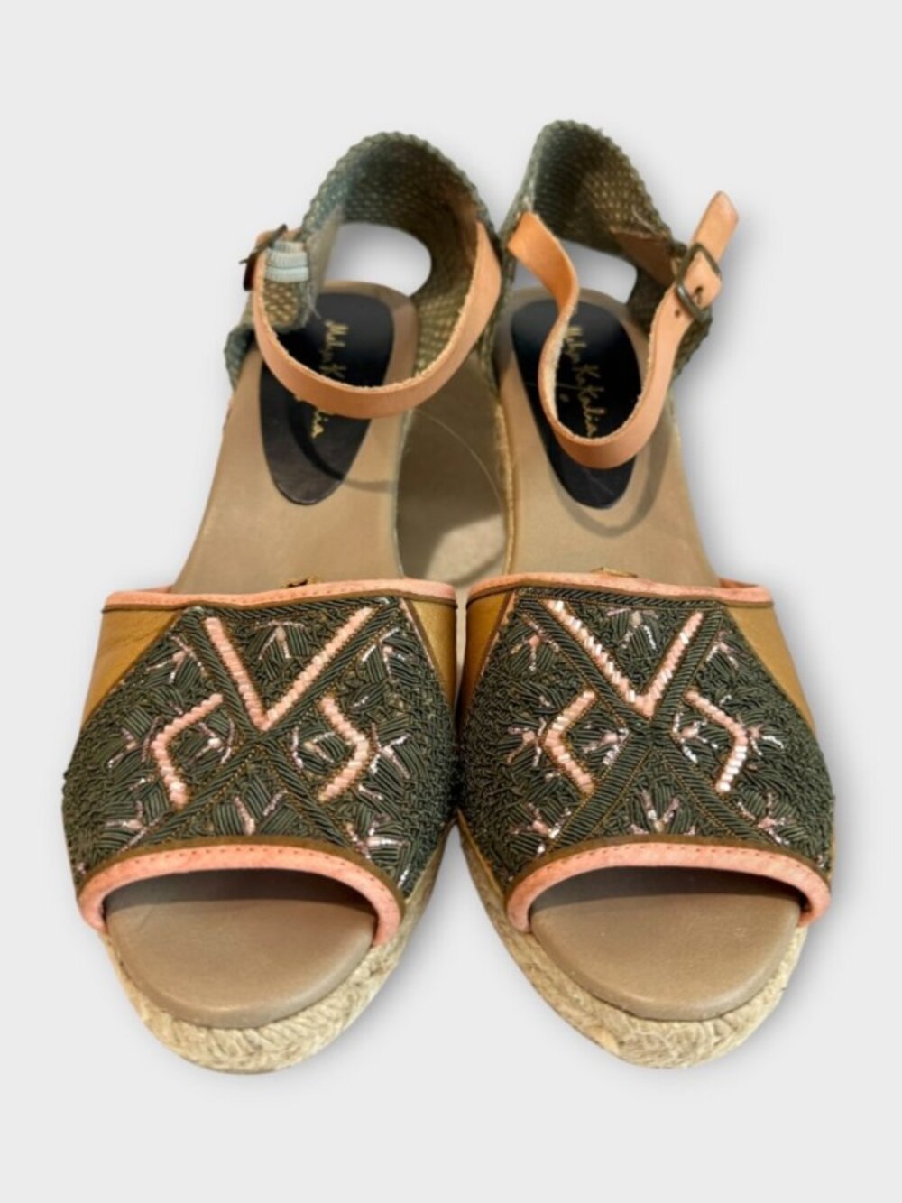 Meher Kakalia Peep-Toe Espadrille Wedge Sandal EU Sz 40
